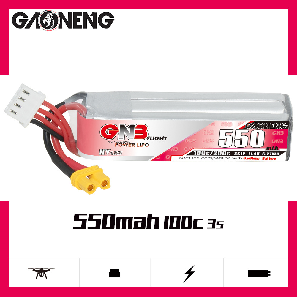 GNB HV 11.4V 550mAh 100C/200C  - Drone Lipo Battery 评论和价格