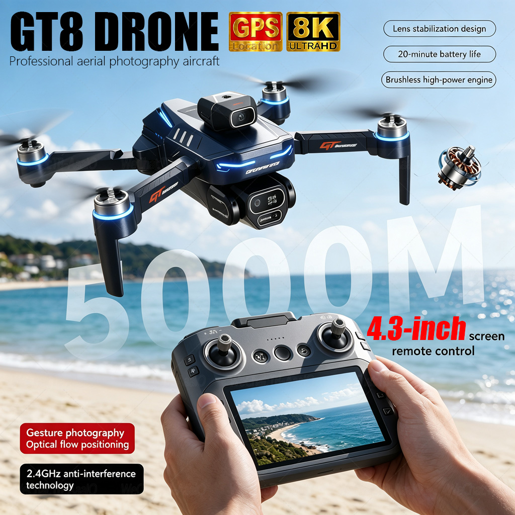 NEW GT8 HD RC Drone 4K Profess - Drone Rc Foldable 评论和价格